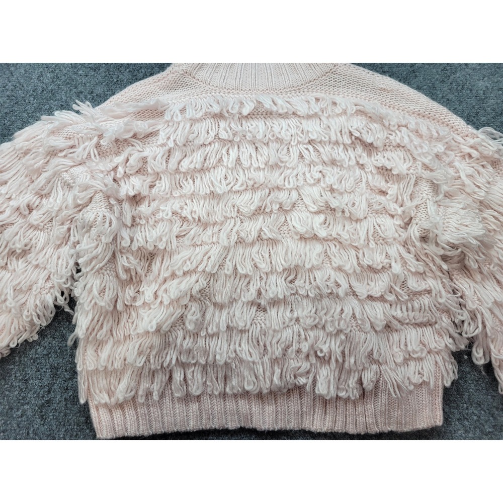 Urban Outfitters Shaggy Fringe Knit Sweater Pink Mock Neck Cropped Medium UO - Picture 12 of 16